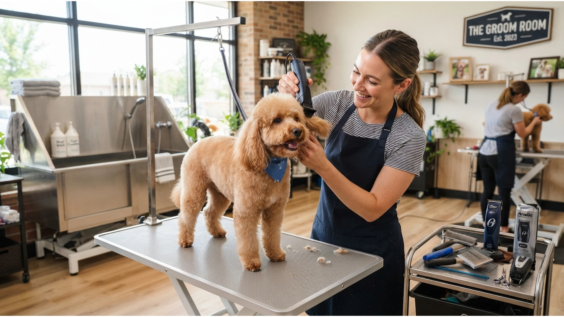 92894 Perro recibiendo una sesión de peluquería en el salón de Hakuna Matata Pet's